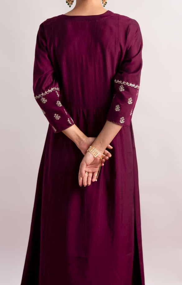 Wine Modal Silk Fabric Kurta Set