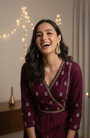 Wine Modal Silk Fabric Kurta Set