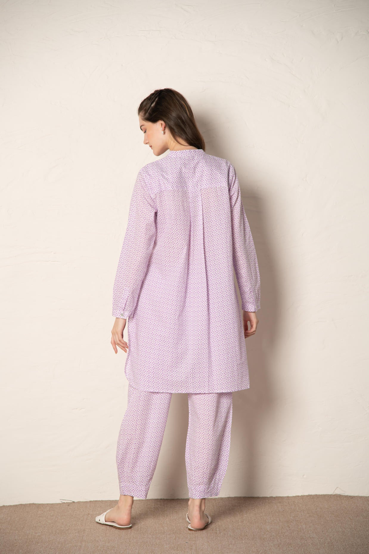 Lavender Cotton Printed Loose Fit Up‑Down Co‑Ord Set
