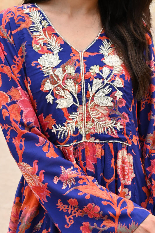 Royal Blue Modal Embroidered Co‑ord Set