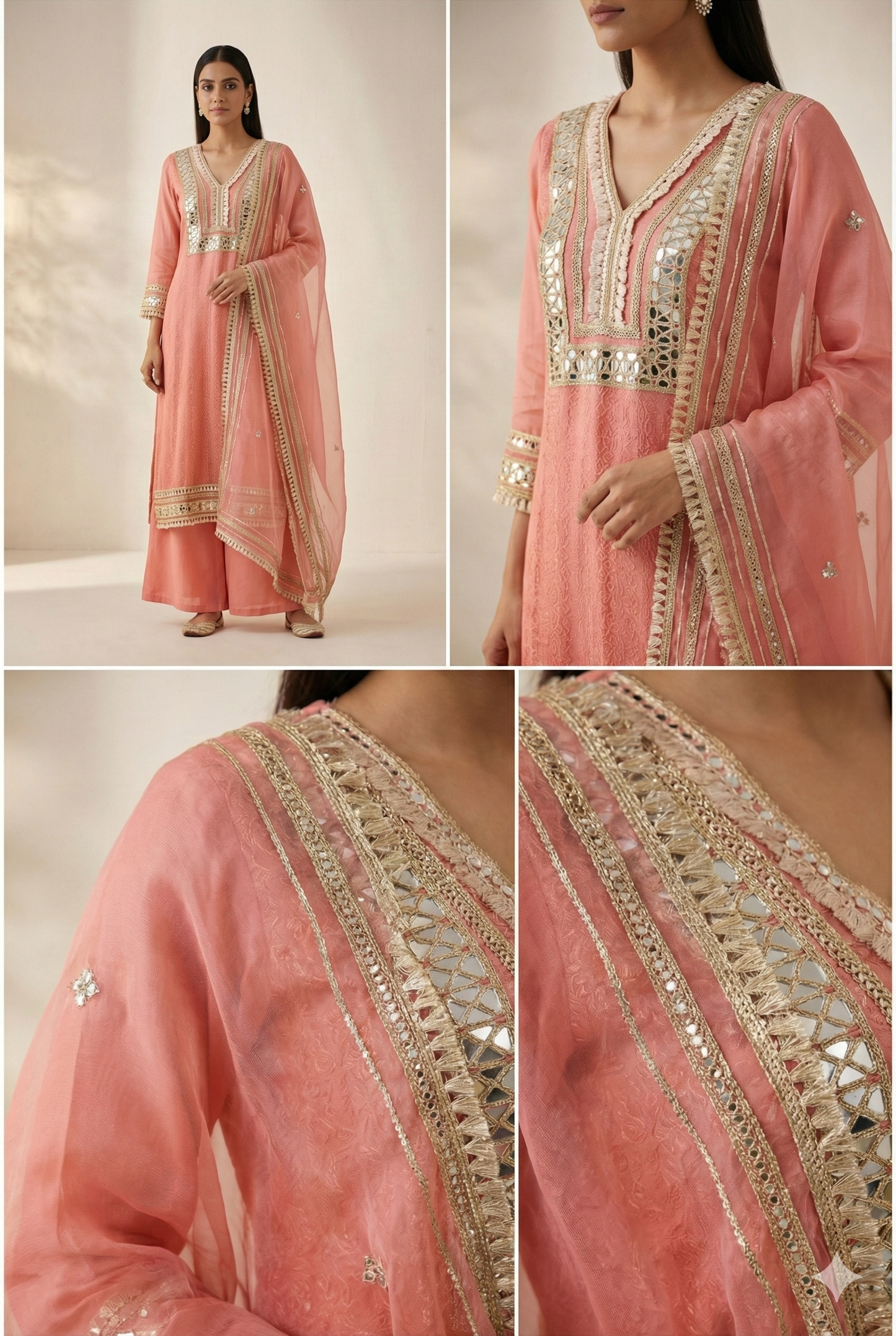 Pink Rasian Silk 3-Piece Ethnic Suit Set – Kurta, Pant & Dupatta