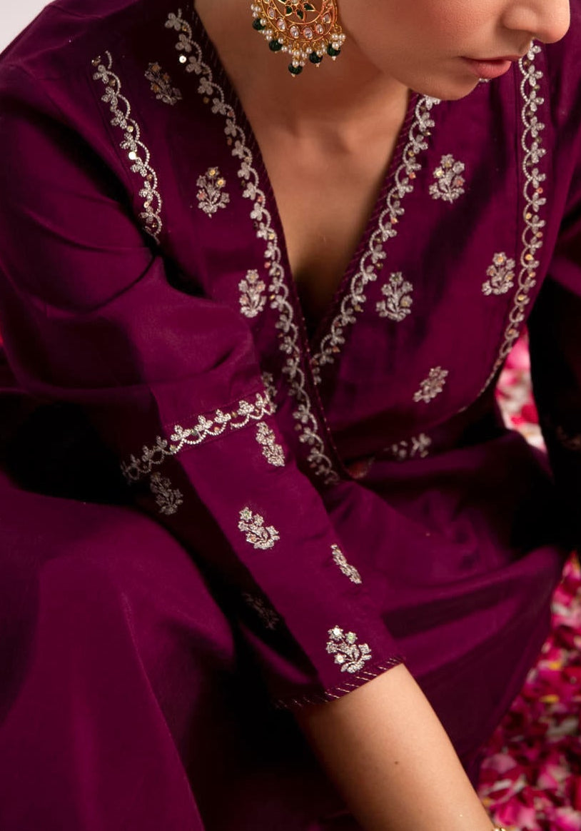 Wine Modal Silk Fabric Kurta Set