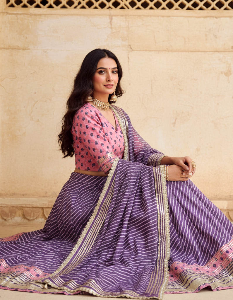 Pink & Purple Designer Lehenga Set
