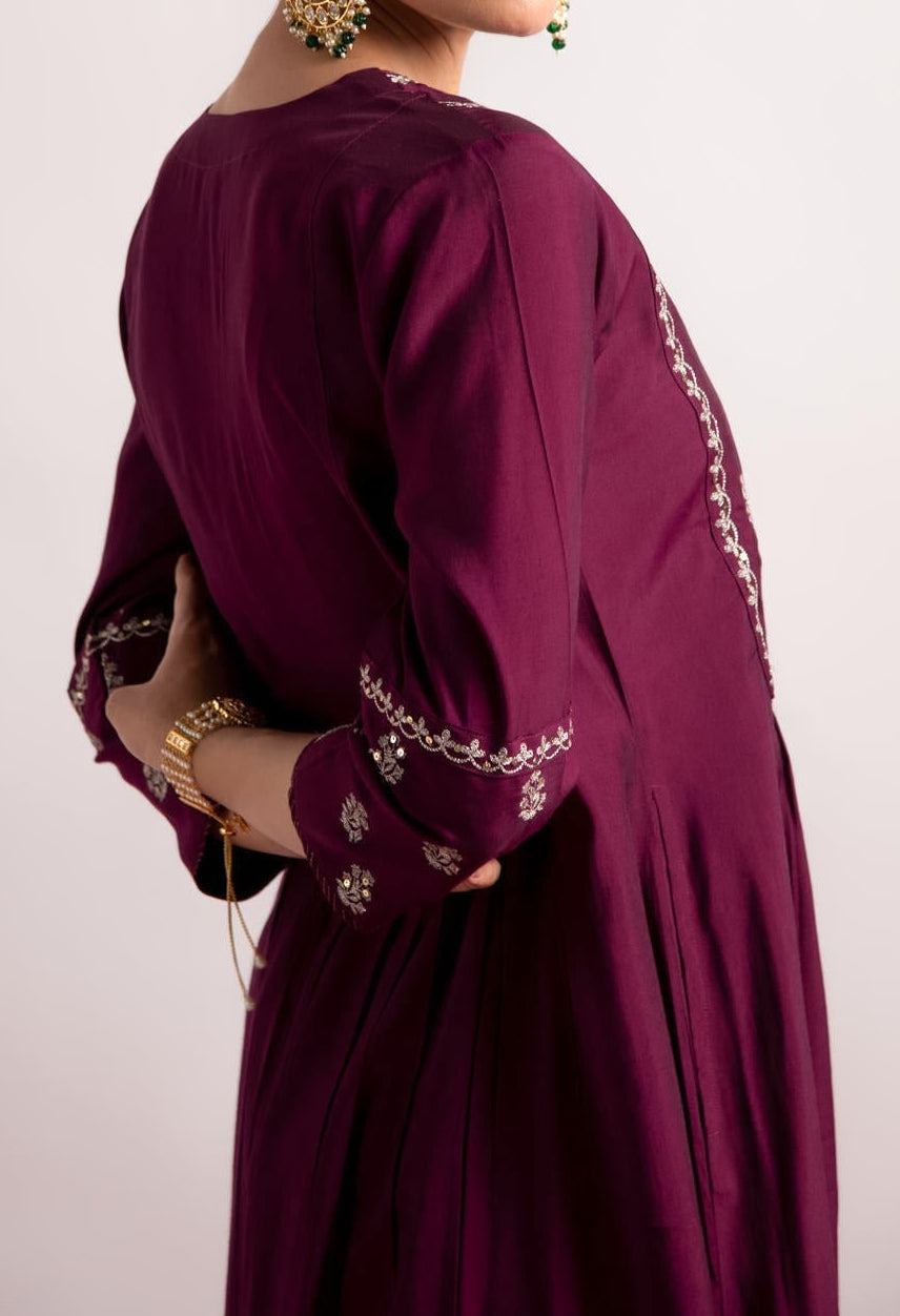 Wine Modal Silk Fabric Kurta Set